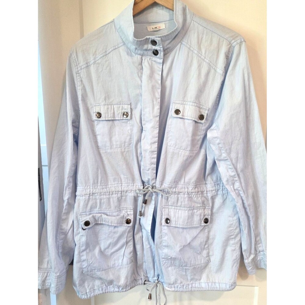 Mine Too Utility Jacket 3XL Light Blue Cotton Anorak Drawstring Waist Coastal